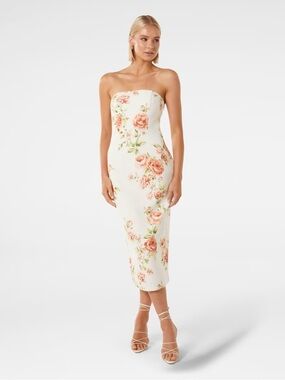 Ever New NWT Tiana Strapless Floral Midi Dress Size 2 | Romantic Spring Occasion